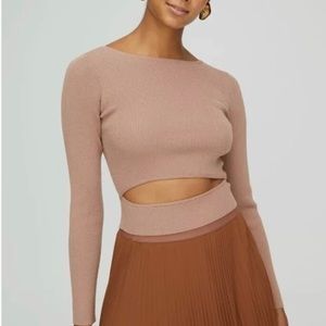 Wilfred Yacine Grey Wool Long Sleeve Crop With Cut Out